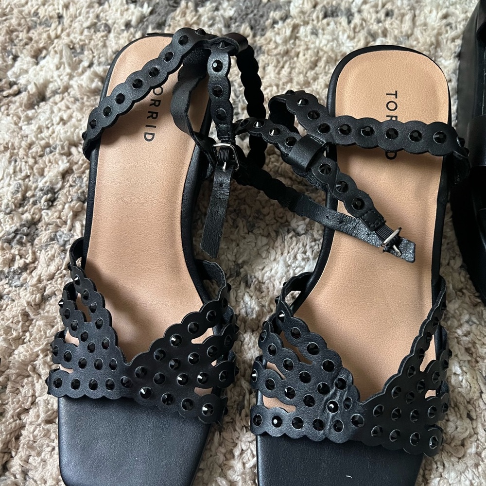 Torrid Black Strappy Sandals with Studded Detailing